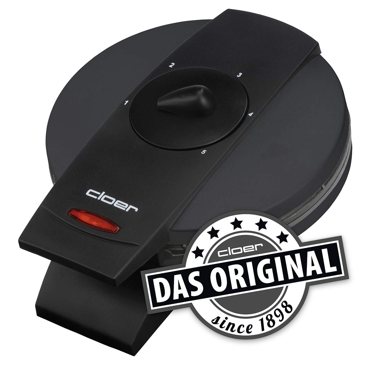 Cloer Waffeleisen – Herzwaffeln, 930W, Ø15,5 cm, Schwarz