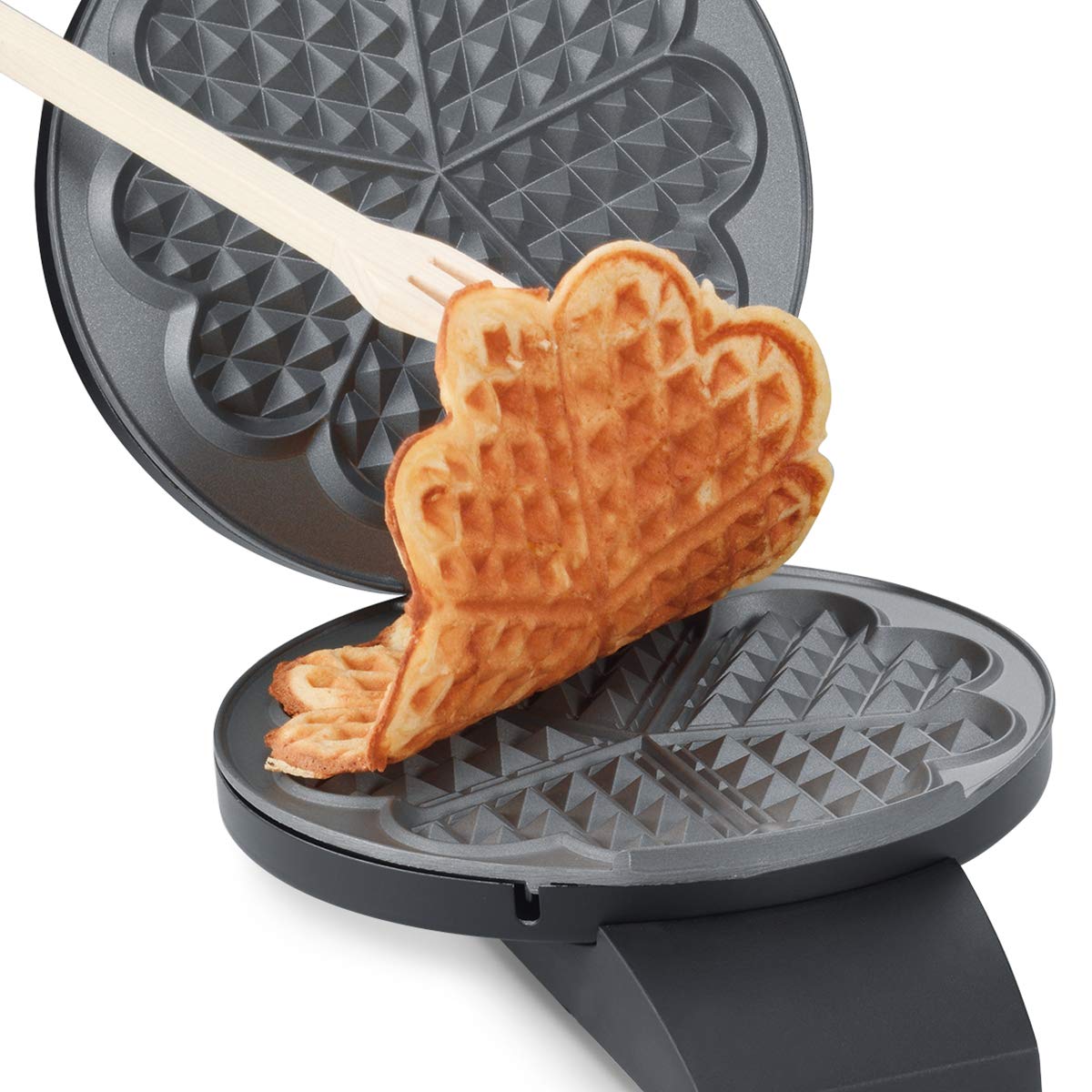 Cloer Waffeleisen – Herzwaffeln, 930W, Ø15,5 cm, Schwarz